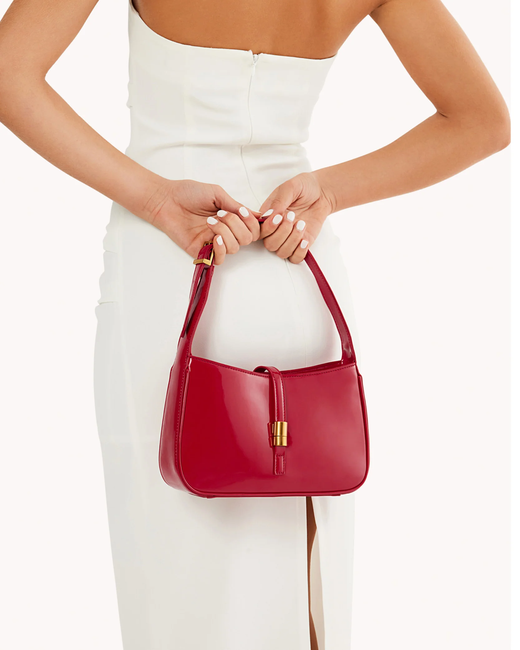 CLARA SHOULDER BAG - SCARLET PATENT