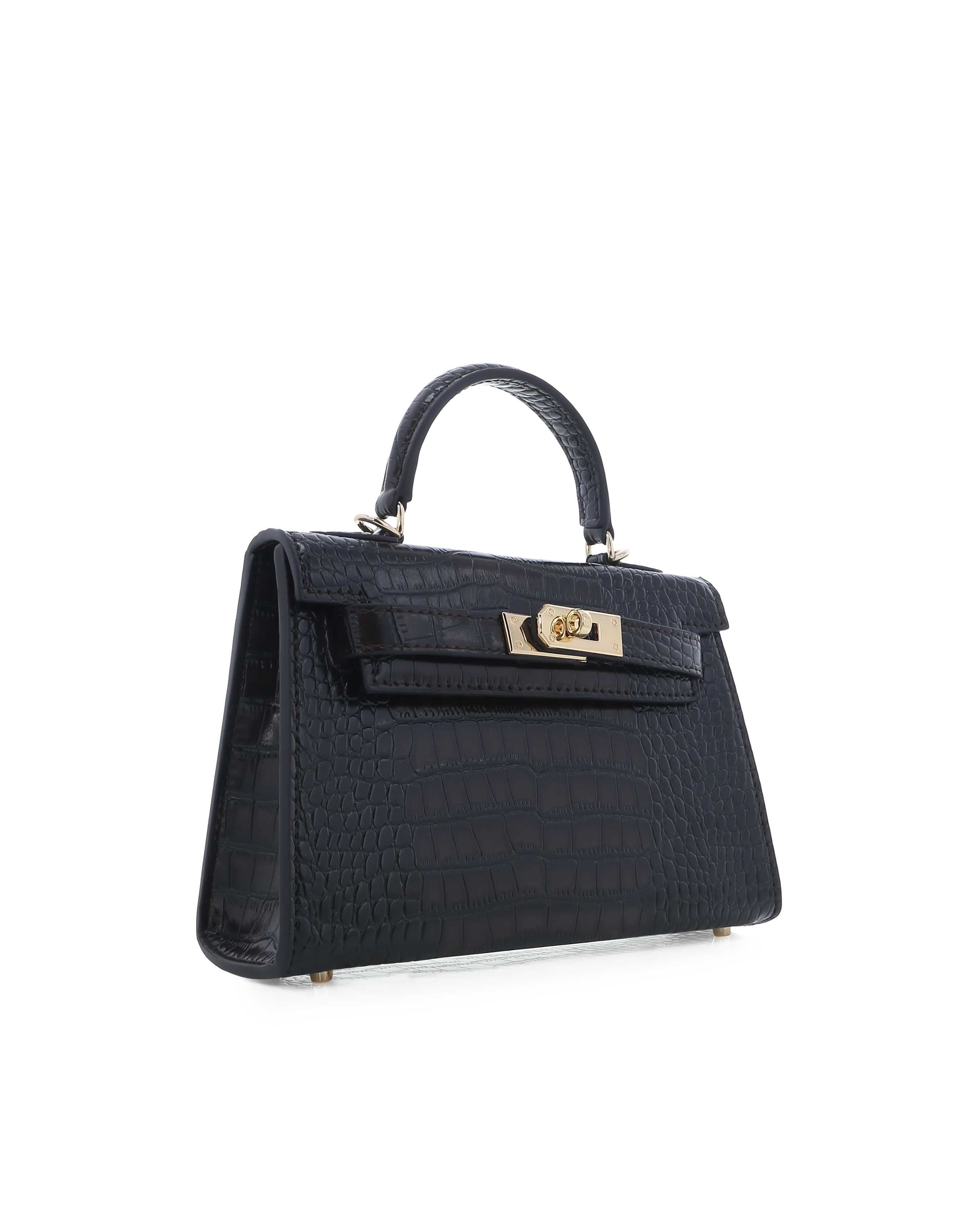 HARIETTE HANDLE BAG - DARK CACAO CROC - Image 3