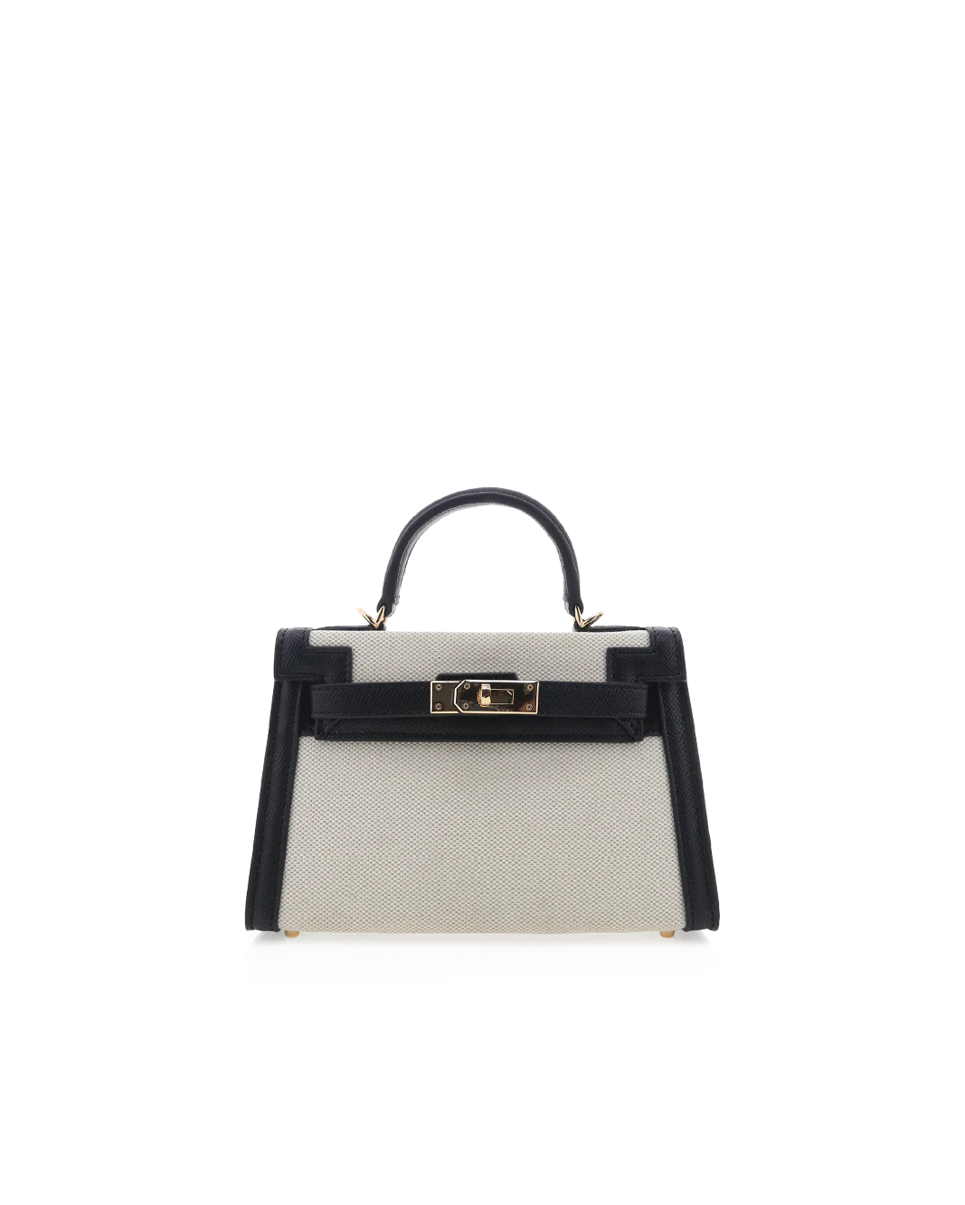 HARIETTE HANDLE BAG - NATURAL LINEN-BLACK - Image 5