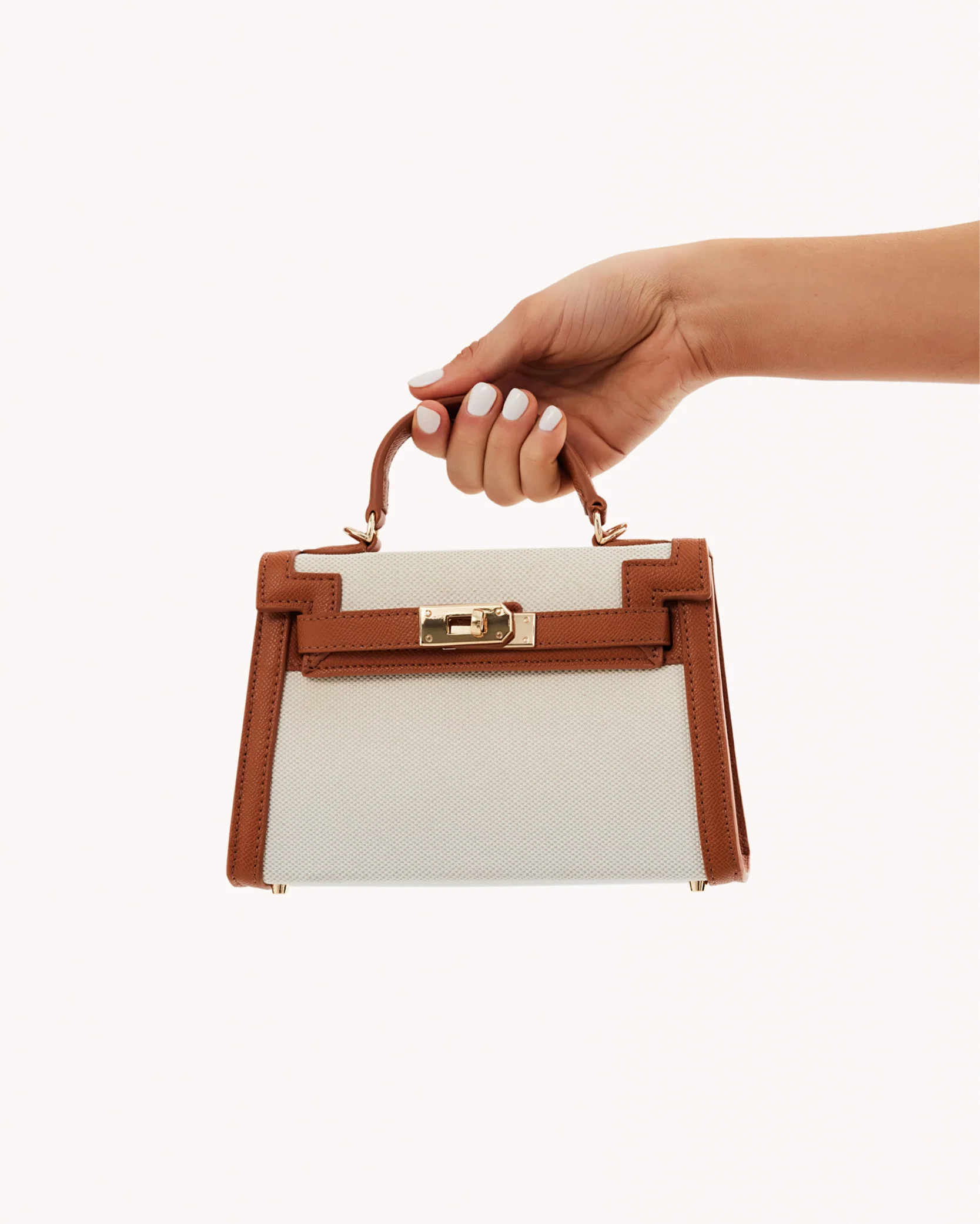 HARIETTE HANDLE BAG - NATURAL LINEN-TAN - Image 3
