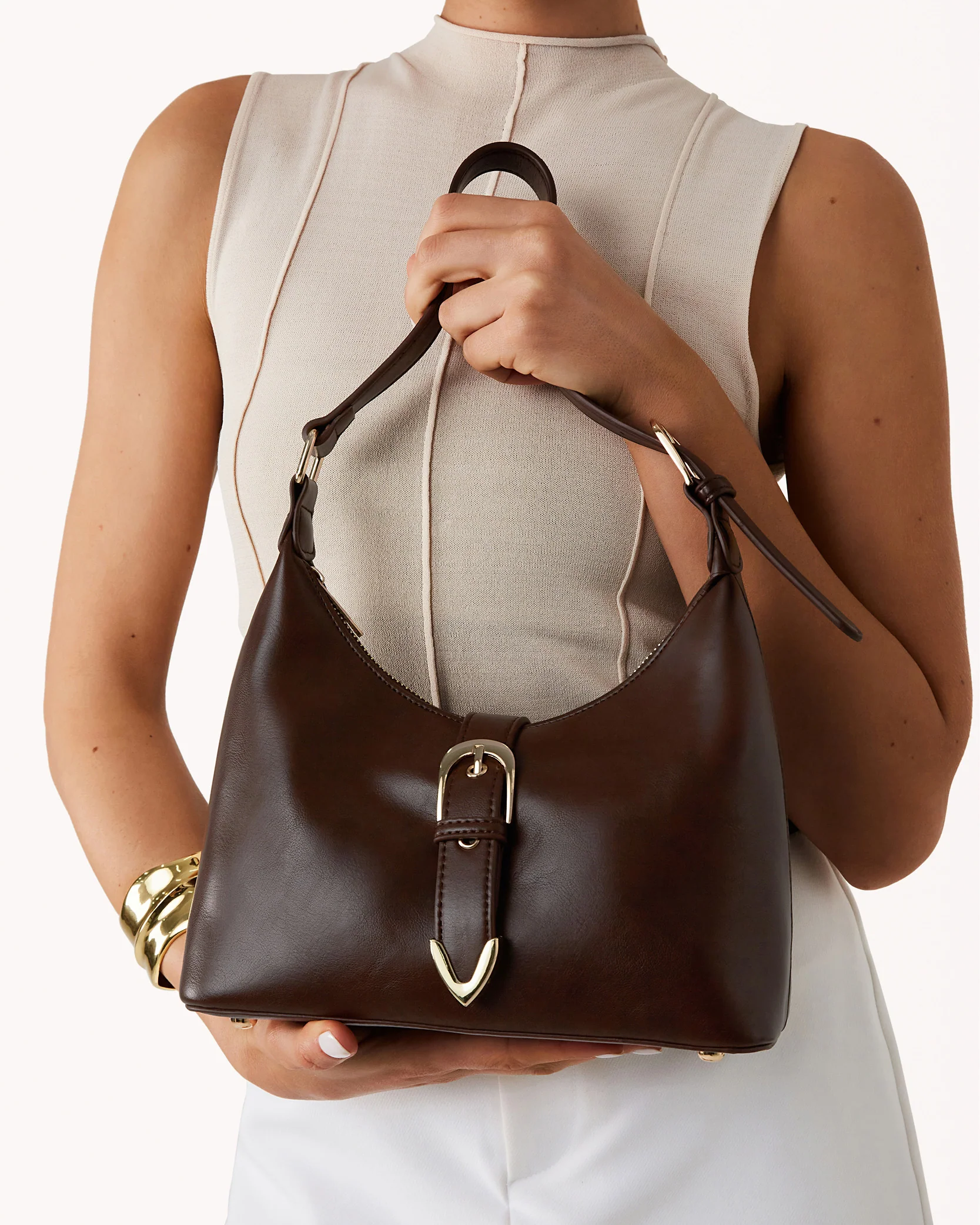 LYRA SHOULDER BAG - FUDGE-GOLD