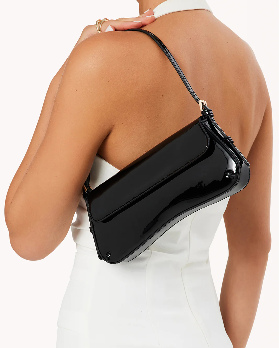 SABELLA SHOULDER BAG - BLACK PATENT-GOLD - Image 2